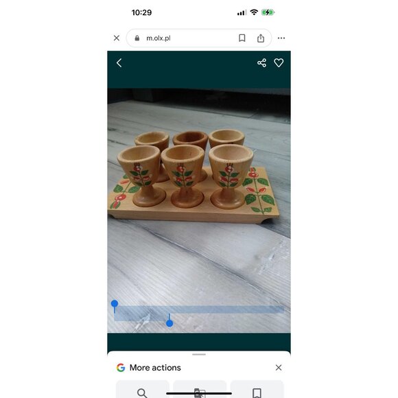 “Czantoria” Set of 6 Wood Egg Cups & Wood Tray |Handcrafted | Poland | Folk Art - Picture 8 of 8